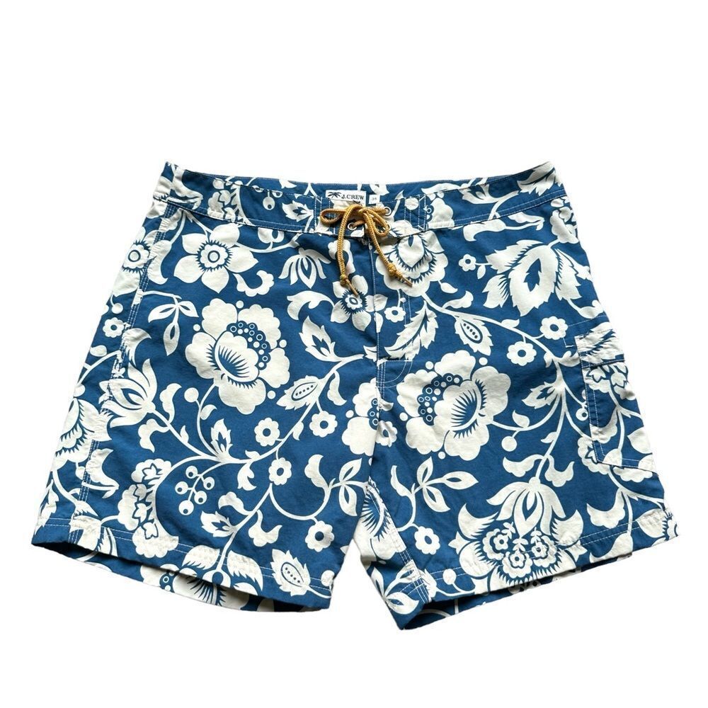 🔃J. Crew Men’s Blue Flower Printed Board Shorts Swim Trunks